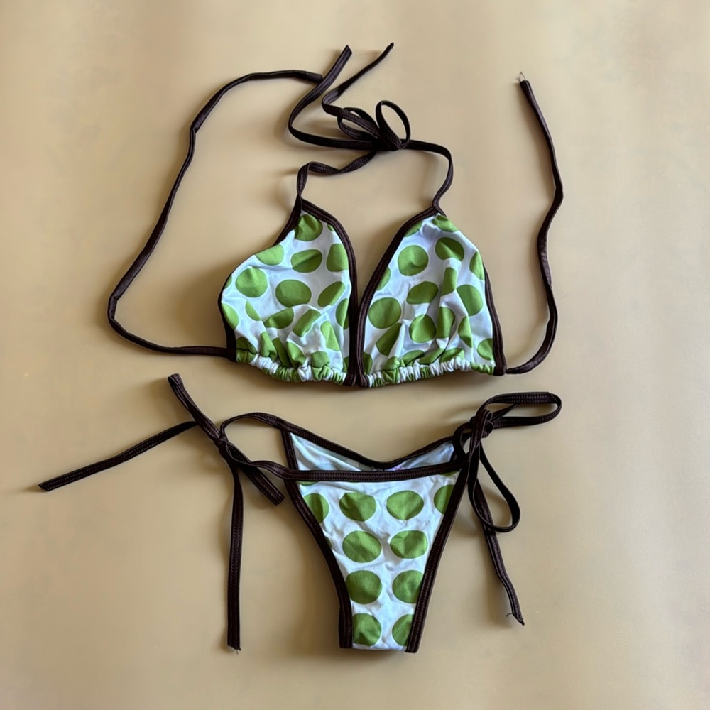 Bikini swimsuit Green white